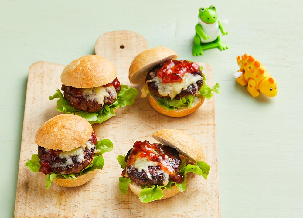 Mini Beef Burgers with Tomato Relish and Lettuce